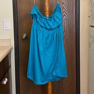 WOMENS STRAPLESS TURQUOISE TOP BY FADED GLORY SIZE 2XL- BARELY WORN, LIKE NEW